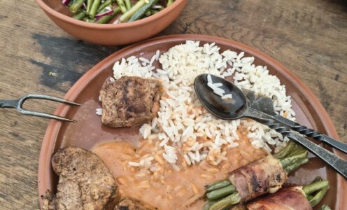 Schweinelendchen mit Reis und Speckbohnen Created bei Knorsten